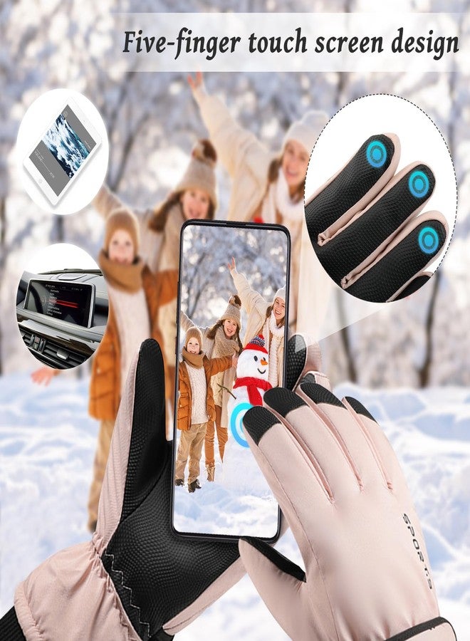 Feelorna Women Winter Ski Gloves, Waterproof Touchscreen Anti-Slip Snowboard Gloves for Skiing Sports (Pink Black) - Image 4