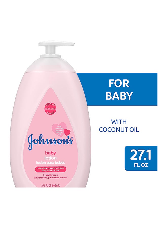 Johnson's Moisturising Pink Baby Lotion With Coconut Oil, Hypoallergenic, 800ml - Image 2