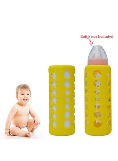 Safe-O-Kid Silicone Baby Feeding Bottle Cover Sleeve Holder Insulated Protection All Bottle Types Large 250 Ml Yellow Pack Of 1  - Image 3