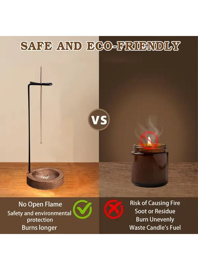 Hanging Incense Burner Minimalist Zen Waterfall Style Wooden Base For Meditation Yoga - Image 5