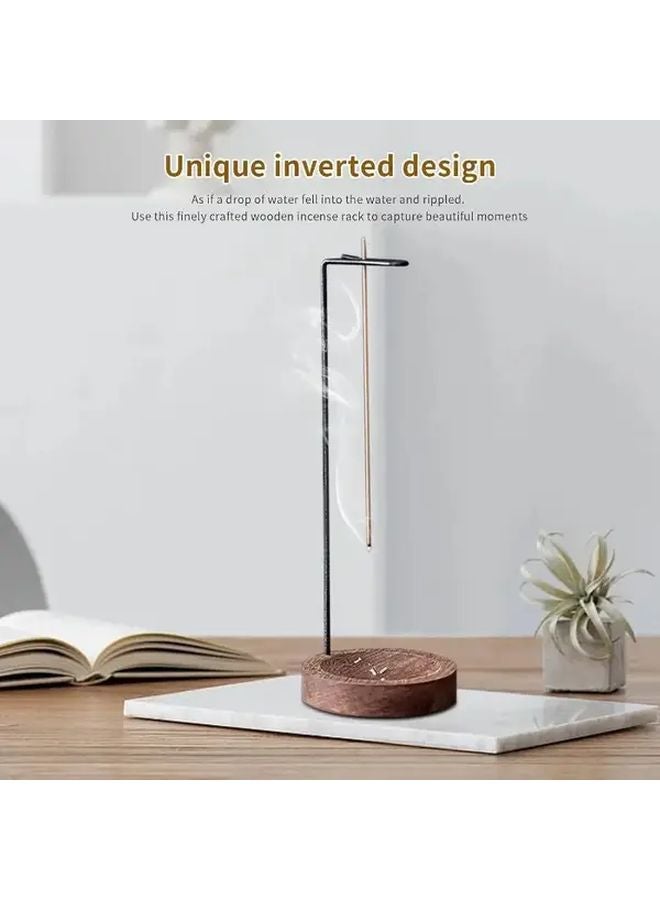 Hanging Incense Burner Minimalist Zen Waterfall Style Wooden Base For Meditation Yoga - Image 3
