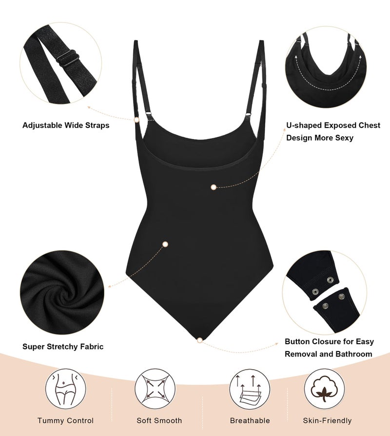 SHAPERX Open Bust Shapewear Tummy Control Bodysuits for Women Seamless Compression High Waisted Body Shaper, SZ5315-Black-L/XL - Image 4