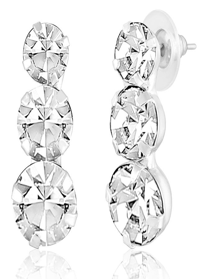 Peora Silver Plated Crystals Studded Necklace and Earrings Set Fashion Jewellery Gift for Women & Girls - Image 3