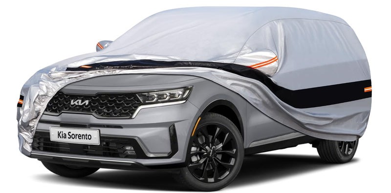 Holthly 10 Layers SUV Car Cover Custom Fit for Kia Sorento 20122024 Waterproof All Weather for Automobiles Outdoor Full Cover Rain Sun UV ProtectionSilver
