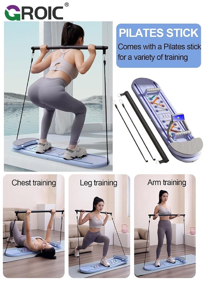 GROIC - Multi-functional Abdominal Board, Pilates Board Exercise Board with Pilates Stick Resistance Bands and Knee Mat for Full Body, Abdominal Trainer Machine Push Up Exercise Equipment for Home - Image 1