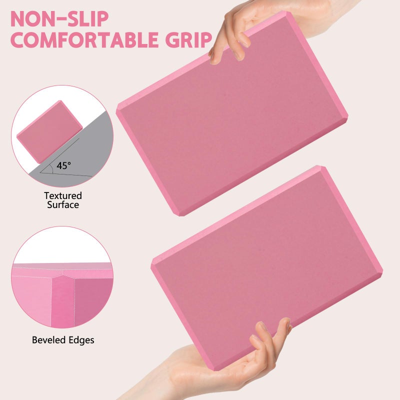 MBKHFLL Yoga Block - Supportive Latex-Free Eva Foam - Soft Non-Slip Surface with Beveled Edges for Yoga, Pilates, Meditation - Yoga Accessories for Stability, Balance, Deepen Stretches (Pink) - Image 3