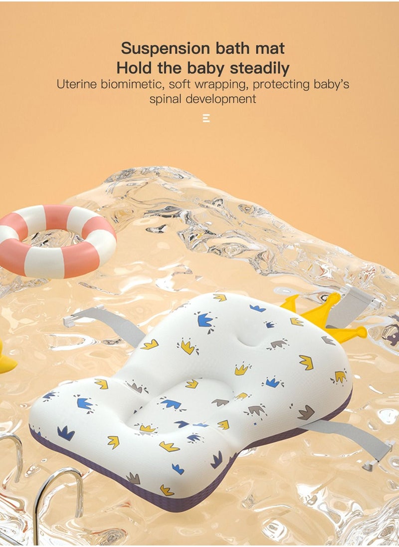 Sharpdo - Foldable Baby Bathtub With Thermometer Bath Cushion Pillow Portable Safe Collapsible Bathtub For Children With Temperature Sensing Multifunction Children Shower Basin Blue - Image 1