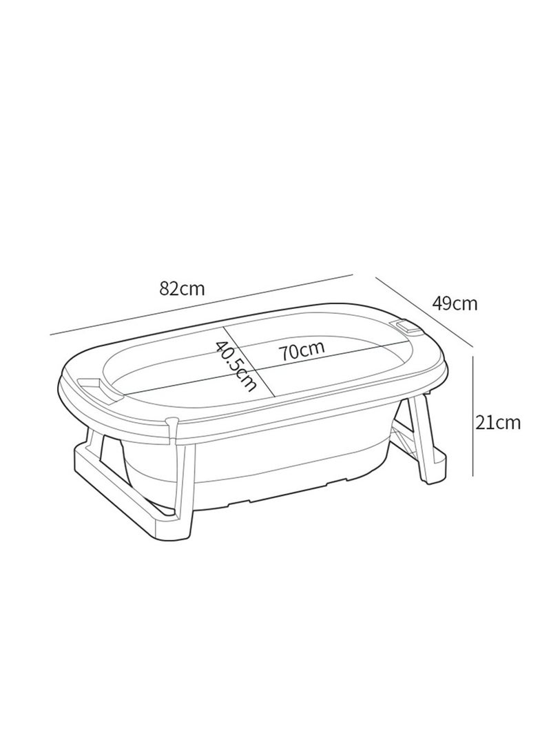 Sharpdo - Foldable Baby Bathtub With Thermometer Bath Cushion Pillow Portable Safe Collapsible Bathtub For Children With Temperature Sensing Multifunction Children Shower Basin Blue - Image 1