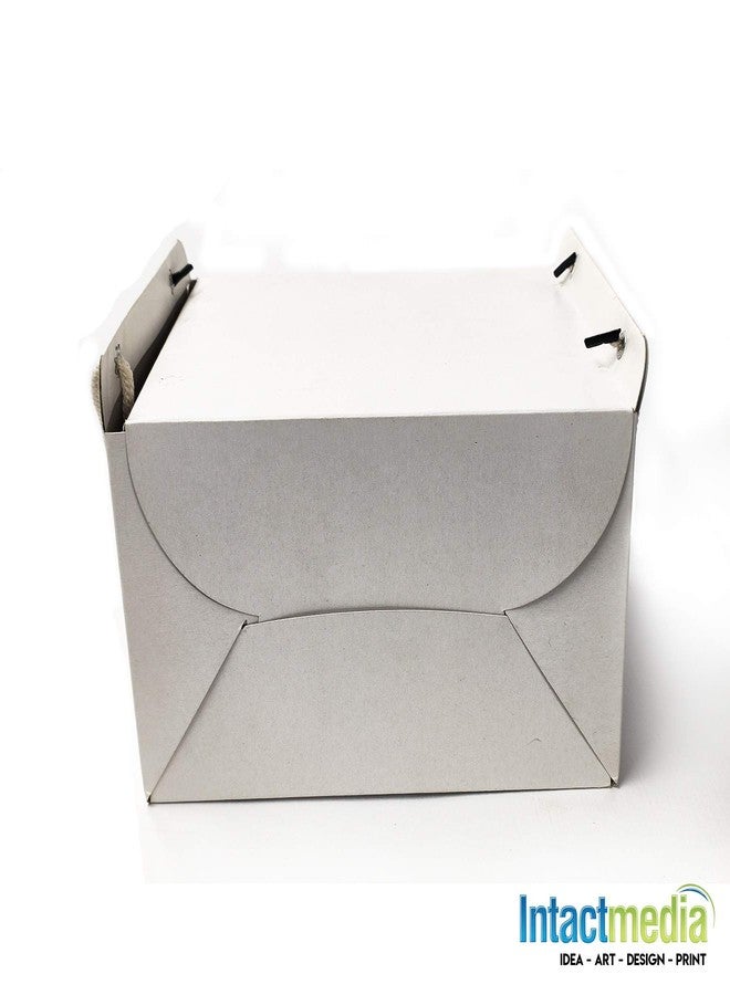 Intactmedia Plain White Cake Box with Rope Handle - 10x10x4 Inch Sturdy 360GSM Kraft Paper Packaging for 1kg Cakes, Pastries, and Brownies (Pack of 25) - Image 2