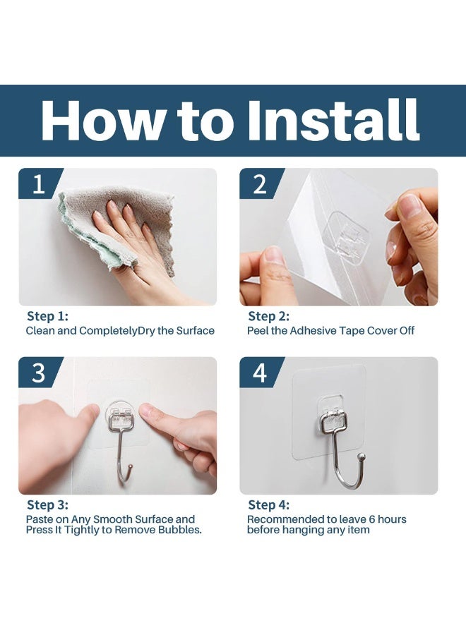 10-Pack Large Adhesive Hooks – Heavy Duty Stick on Wall Hooks, Waterproof, Hold Up to 37 lbs - Image 3