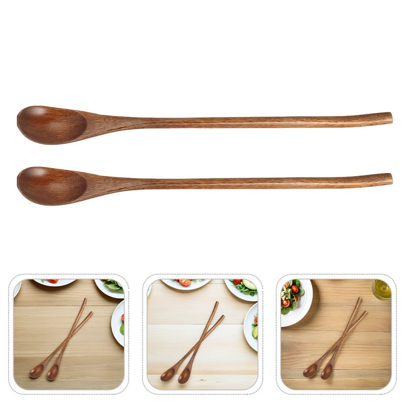 12 pcs Wood Mixing Spoon: Spoons Cooking Handle For Mixing Stirring Tasting - Kitchen Utensils For Cooking And Crafts Brown - Image 2