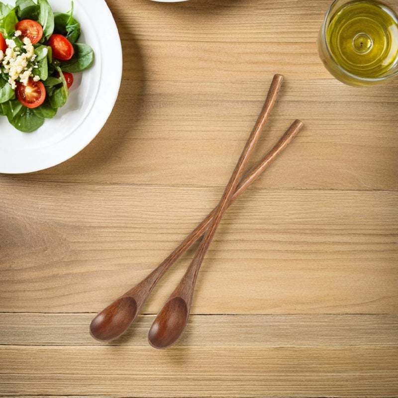 12 pcs Wood Mixing Spoon: Spoons Cooking Handle For Mixing Stirring Tasting - Kitchen Utensils For Cooking And Crafts Brown - Image 4