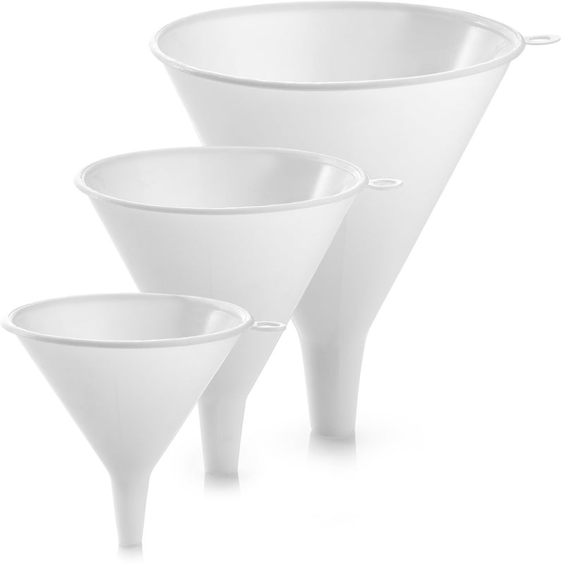 Zulay Kitchen 3-Piece Plastic Funnel Set - Large, Medium, and Small Kitchen Funnels Pouring Spout - for Filling Bottles Water Liquid, Protein Powder, Food Grade Cooking, Drink, Paint, Lotion, Kids - Image 1