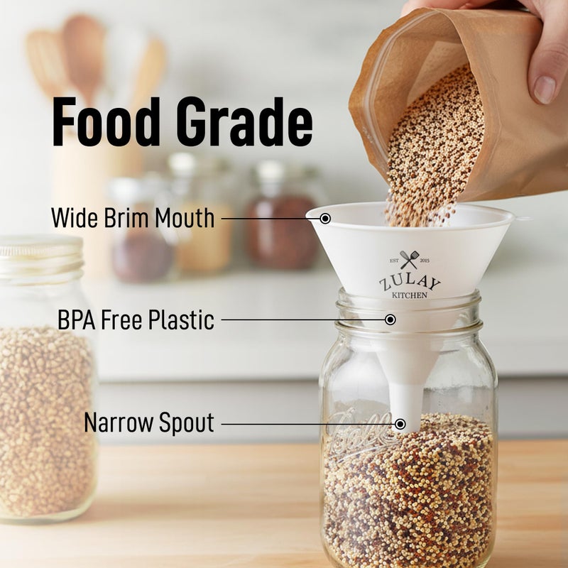 Zulay Kitchen 3-Piece Plastic Funnel Set - Large, Medium, and Small Kitchen Funnels Pouring Spout - for Filling Bottles Water Liquid, Protein Powder, Food Grade Cooking, Drink, Paint, Lotion, Kids - Image 2