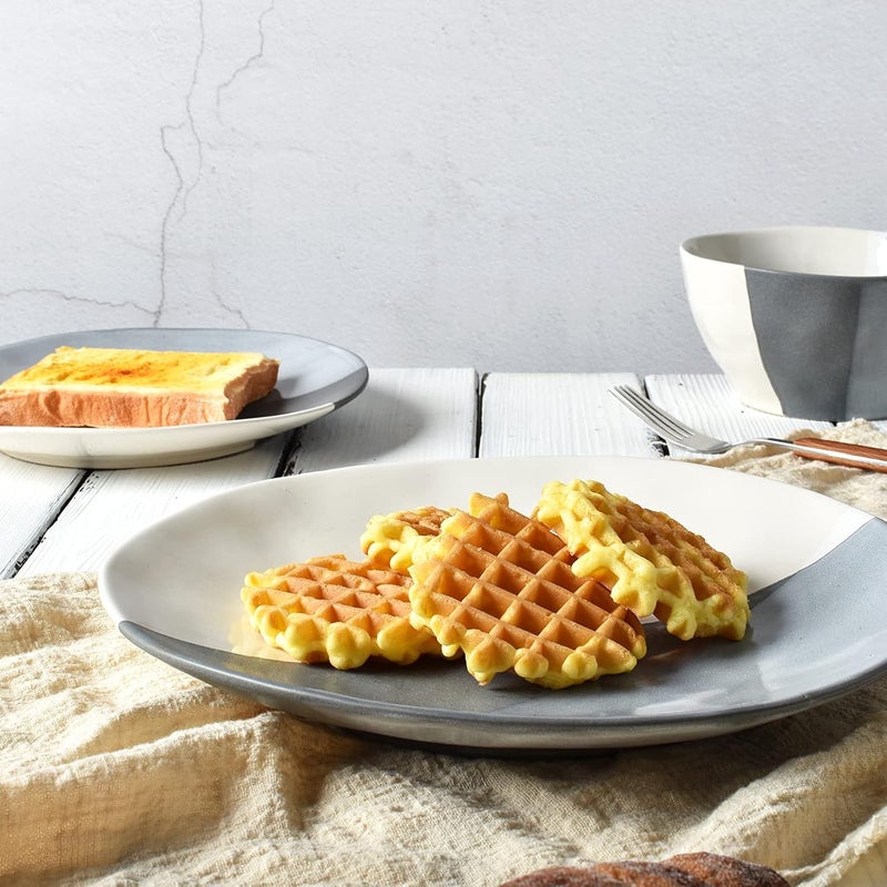Bosmarlin Stoneware Dinner Plates 85 inches Set of 4 for Salad Pasta Dessert Microwave and Dishwasher Safe Geometric Patter Grey 85 in - Image 5