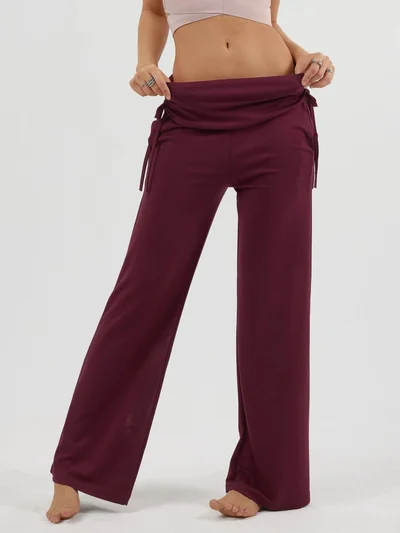 HICCUP Modal Touch High Waist Wide Leg Pants with Gathering Detail Bersan Collection