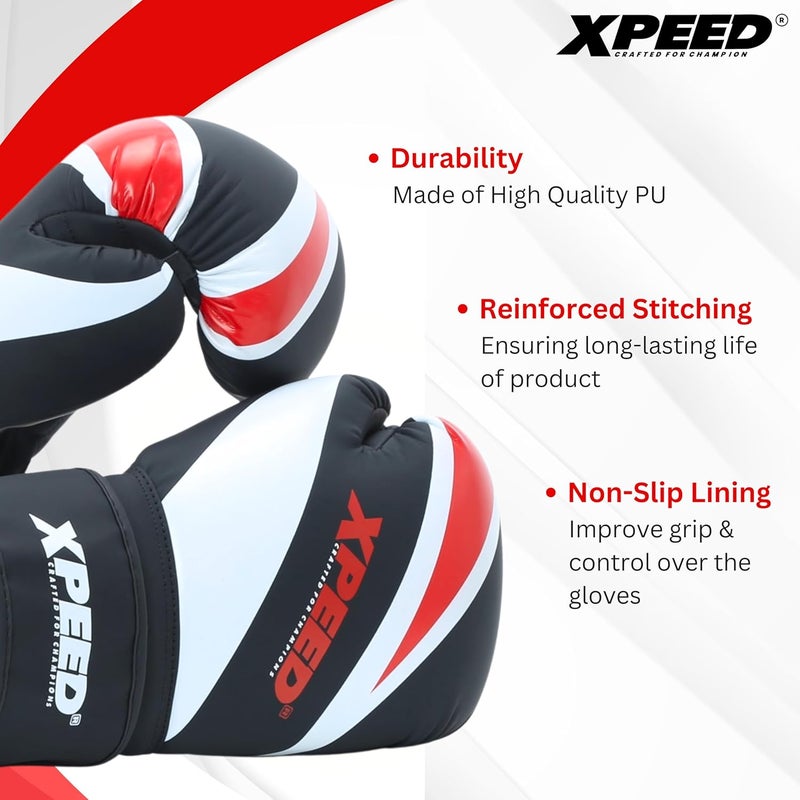 XPEED Boxing Gloves, PU XP401 PMFT Sparring Gloves for Boxing, MMA, Kickboxing, Muay Thai, Excellent Impact Resistance for Men & Women | Foam Padding | Velcro Hook and Loop Closure (14oz, Red) - Image 3