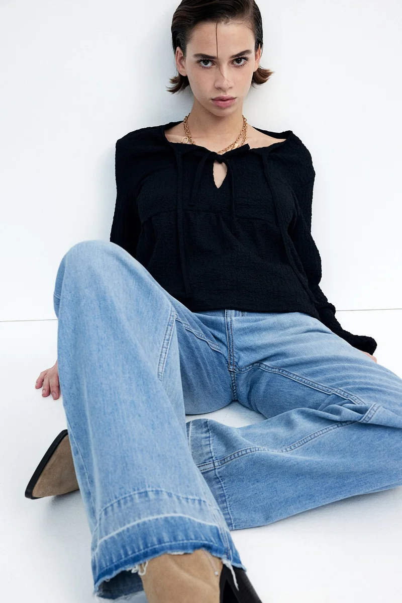 H&M Crinkled tie-detail top