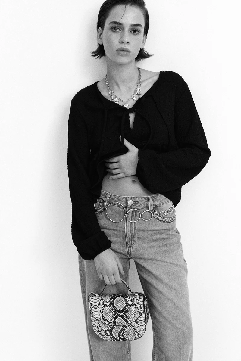 H&M Crinkled tie-detail top