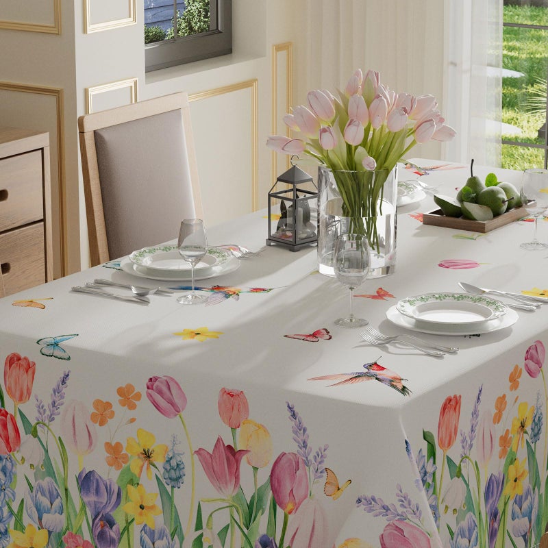 XCHI Wildflowers Tulips Flowers Spring Tablecloth Rectangle Summer Table Cloth Washable Table Covers for Indoor Dining Home Party Decorations 60x84 Inch - Image 3