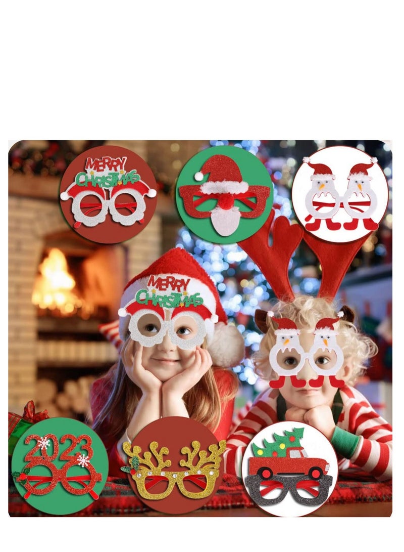6 PCS Christmas Glasses, Glitter Party Decoration Glasses Frames, Assorted Styles Xmas Eyeglasses Novelty Glasses Frames for Christmas Decoration Eyewear, Kids Holiday Party Supplies  - Image 1