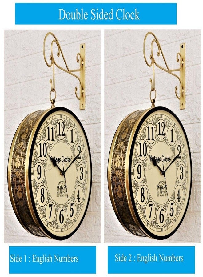 Vintage Clock Handcrafted Double Side Clock / 8 Inch/Brass Colour/Vc-65090 - Analog - Image 5