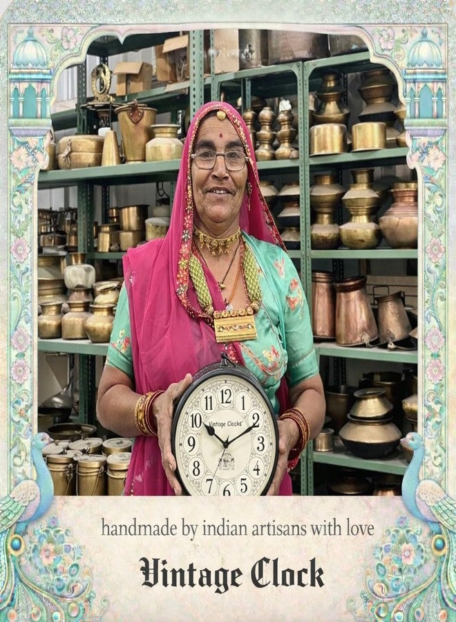 Vintage Clock Handcrafted Double Side Clock / 8 Inch/Brass Colour/Vc-65090 - Analog - Image 3