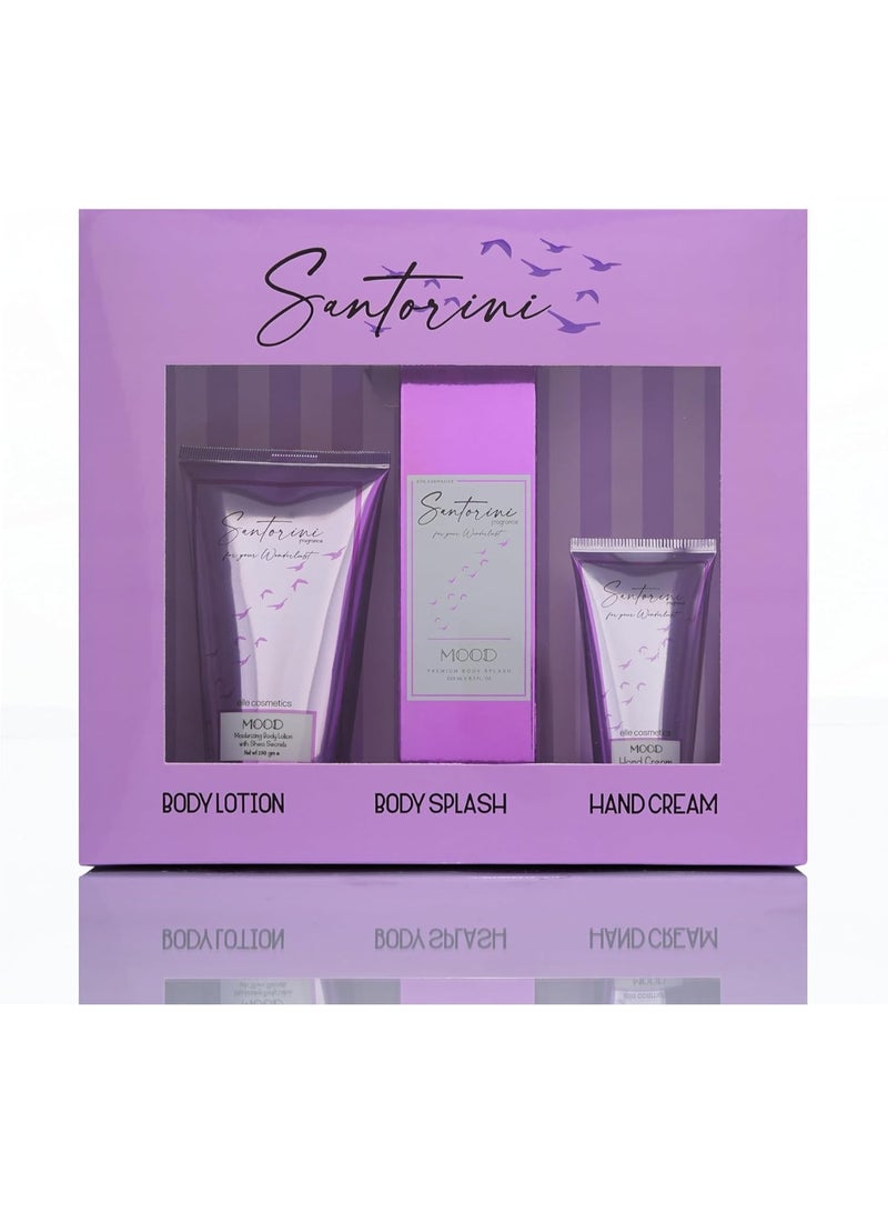 موود مجموعة هدايا فاخرة للعناية بالبشرة - لوشن للجسم، معطر للجسم، وكريم لليدين | مجموعة ثلاثية مرطبة ومنعشة للنساء | مثالية للهدايا، والاستخدام اليومي، والسفر