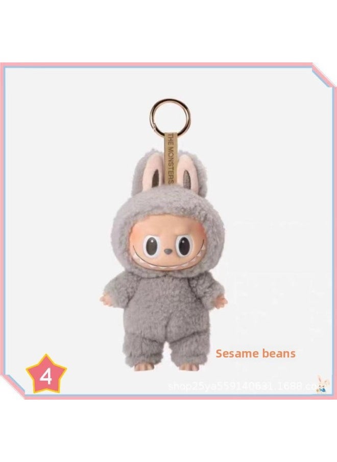 Labubu Macaron Vinyl Face Plush Toy Collectible Figure Hanging Ornament Youth Animal Cartoon Stuffed Doll Fibre Cotton Filling-Color:Grey  - Image 1