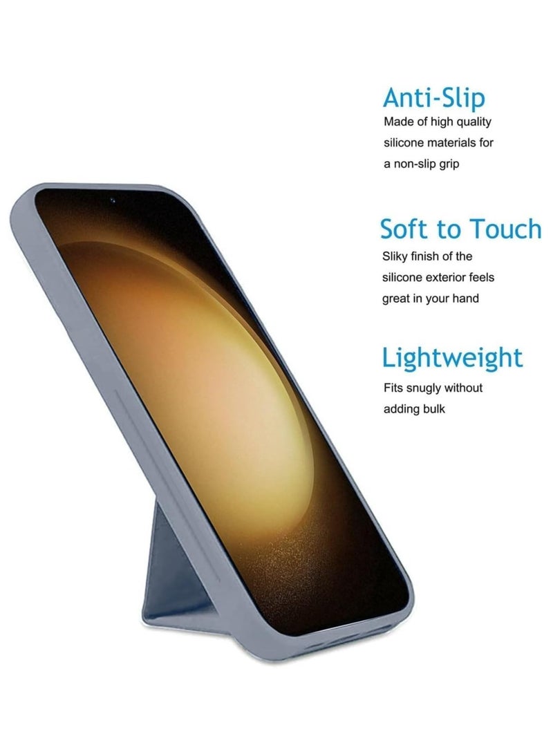 Denx Samsung Galaxy A35 Case with Kickstand and Magnetic Holder, Premium Vertical Strap and Grip with Silicone Holder, multiple viewing positions for Samsung Galaxy A35 (Grey) - Image 5