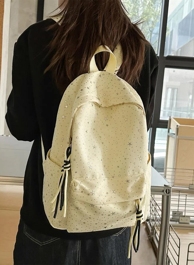 Take Two Yellow Embellished Zip Closure Backpack