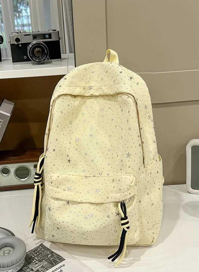 Take Two Yellow Embellished Zip Closure Backpack