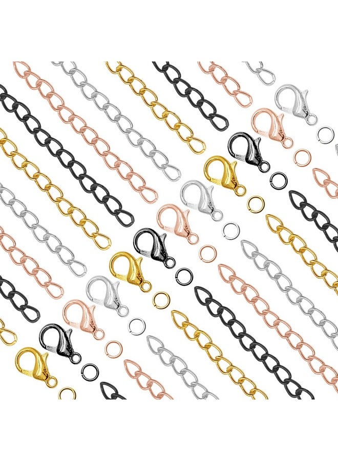 Oubaka 600Pcs Chain Extender Set For Jewelry Making Necklace Bracelet Chain Extender Chain Extension Tails With Lobster Claw Clasps And Open Jump Ring For Necklaces Bracelet Anklets Jewelry Making Supplies - Image 1
