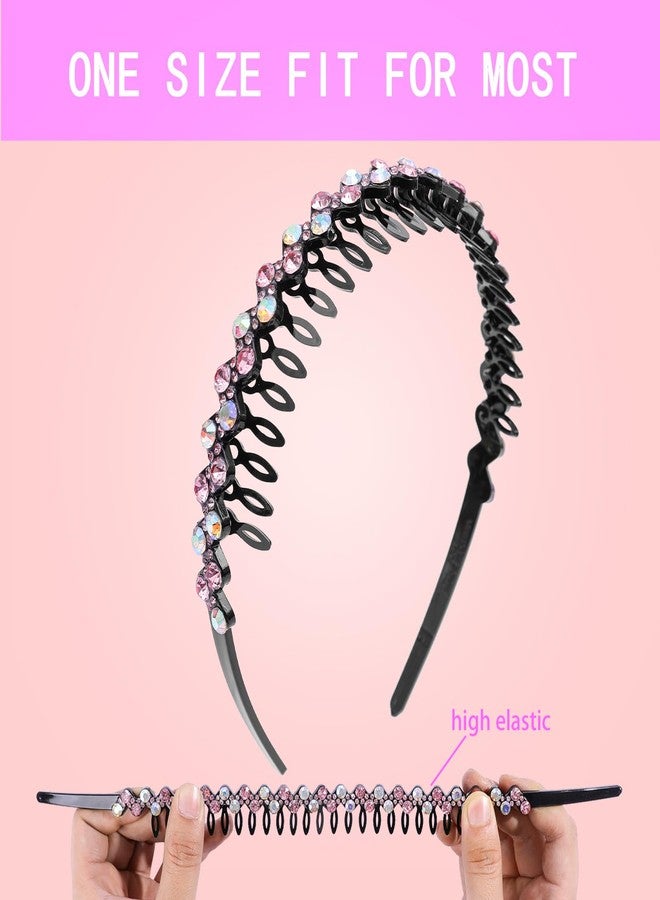 Cutewing Rhinestone Headbands with Teeth Non Slip Tooth Comb Headband Sparkly Crystal Plastic Hairband High Elastic Hair Hoop Hair Accessories for Women Girls with 4PCS - Image 4