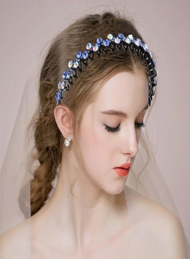 Cutewing Rhinestone Headbands with Teeth Non Slip Tooth Comb Headband Sparkly Crystal Plastic Hairband High Elastic Hair Hoop Hair Accessories for Women Girls with 4PCS - Image 5
