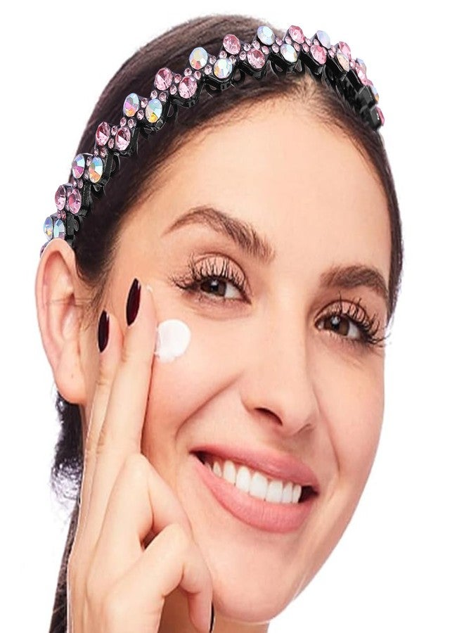 Cutewing Rhinestone Headbands with Teeth Non Slip Tooth Comb Headband Sparkly Crystal Plastic Hairband High Elastic Hair Hoop Hair Accessories for Women Girls with 4PCS - Image 2