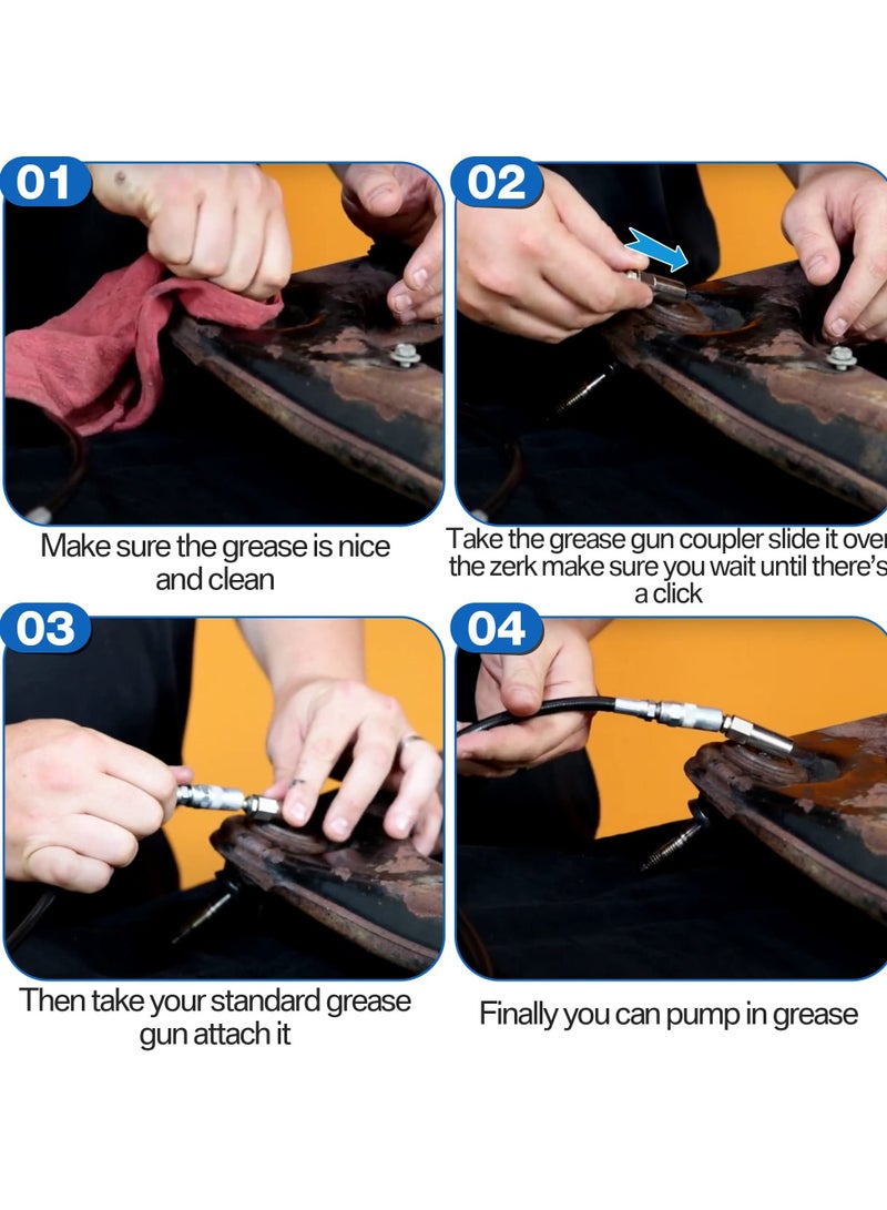 Zikra موصل مسدس الشحم مع خيوط NPT بحجم 1/8 بوصة، موصل شحم بزاوية 90 درجة مع فتحة، يناسب خراطيم الشحم القياسية بحجم 1/8 بوصة، بطول 2.1 بوصة - Image 4