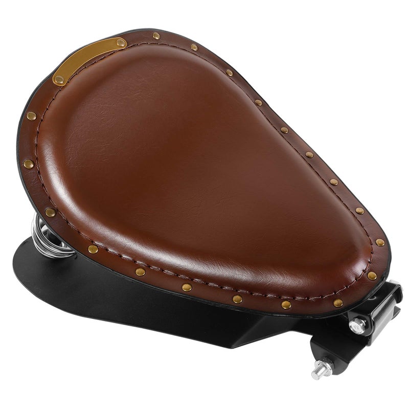 Leather Motorcycle Solo Seat with Seat Base Spring Mounting Bracket Kit Compatible with Harley Davidson Harley Sportster XL 883 1200Brown