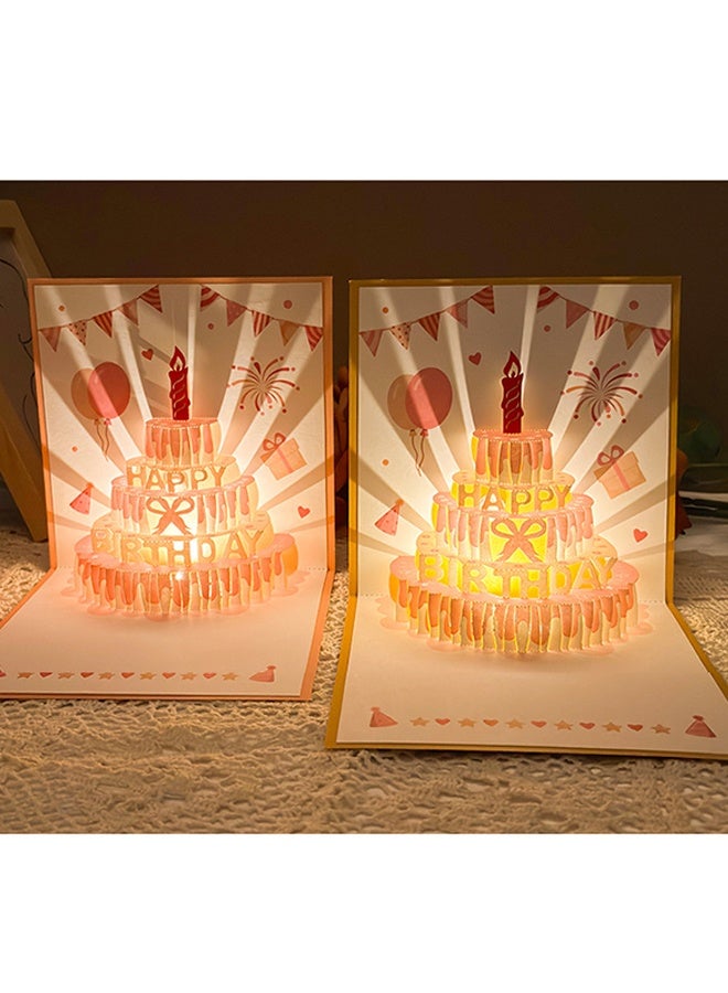 ليمون بطاقات عيد ميلاد ثلاثية الأبعاد، بطاقة كعكة عيد ميلاد بإضاءة LED دافئة، بطاقات تهنئة موسيقية، هدية للأم والزوجة والأخت والبنت. - Image 3
