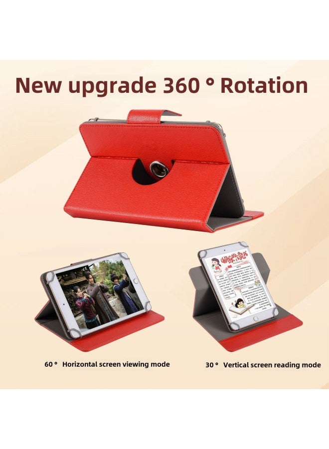 Universal 360 ° Three-hole Rotating Magnetic Tape Tablet PC Protective Cover Built-in Top Sticker LOGO-Color:Red-Applicable Models:8inch - Image 3