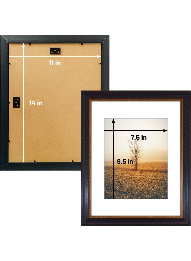 Golden State Art, 11x14 Photo Frame with White Mat for 8x10 Pictures & Real Glass, 1.25-Inch Wide, Black with Burgundy and Gold Trim - Image 4