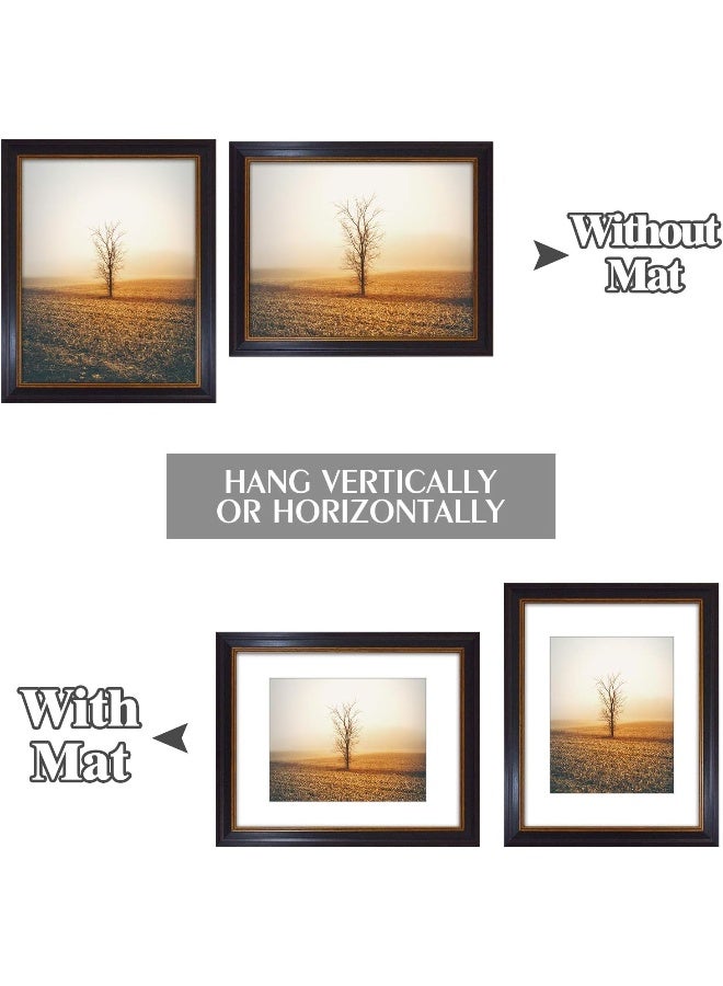 Golden State Art, 11x14 Photo Frame with White Mat for 8x10 Pictures & Real Glass, 1.25-Inch Wide, Black with Burgundy and Gold Trim - Image 5