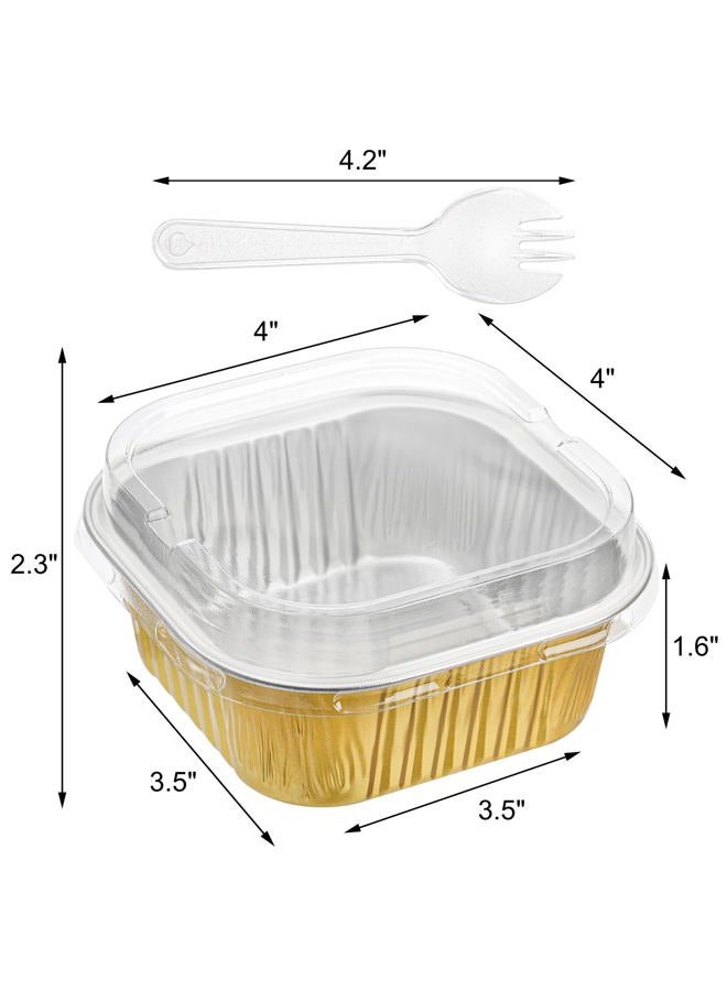 ZEAYEA 60 Pack 300 ml Aluminum Foil Baking Cups with Lids, Disposable Foil Ramekins Cupcake Containers, Cupcake Muffin Liners Cups for Wedding Christmas Birthday Party - Image 2