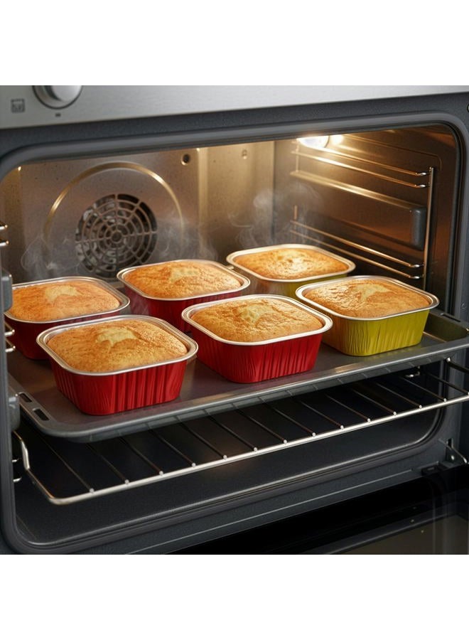 ZEAYEA 60 Pack 300 ml Aluminum Foil Baking Cups with Lids, Disposable Foil Ramekins Cupcake Containers, Cupcake Muffin Liners Cups for Wedding Christmas Birthday Party - Image 4