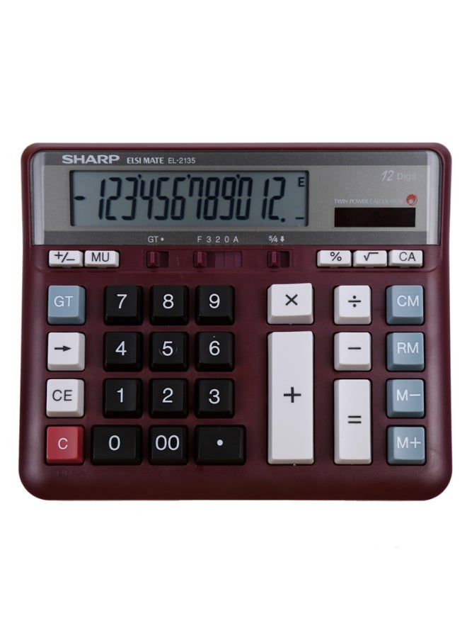 Sharp El-2135 Business Office Calculator, Red - Image 1
