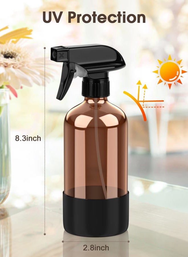 Bontip Glass Spray Bottle with Silicone Sleeve Protection, Amber Glass Spray Bottle Set for Window Cleaner Aromatherapy Facial Hydration Watering Flowers Hair Care 2 Pack/16 oz, Black & White, 16 - Image 3
