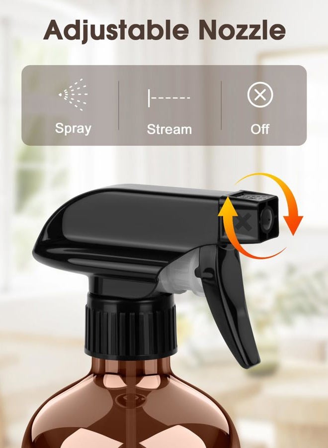 Bontip Glass Spray Bottle with Silicone Sleeve Protection, Amber Glass Spray Bottle Set for Window Cleaner Aromatherapy Facial Hydration Watering Flowers Hair Care 2 Pack/16 oz, Black & White, 16 - Image 2