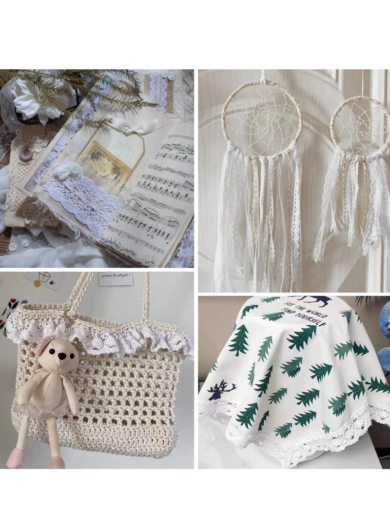 Vintage White Lace Ribbon Roll, 40 Yards Cotton Trim with Scalloped Edge for Wedding Decor, Crafts and Crochet Projects - Image 4