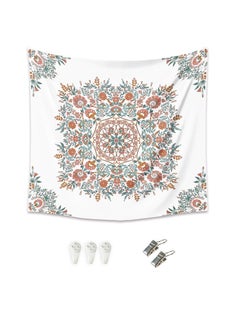 Generic White Bohemian Tapestry Wall Hanging, Mandala Floral Medallion Hippie Tapestry, Light Brown Aesthetic Wreath Design, Cream Wall Decor Blanket for Bedroom Home Dorm  - Image 3
