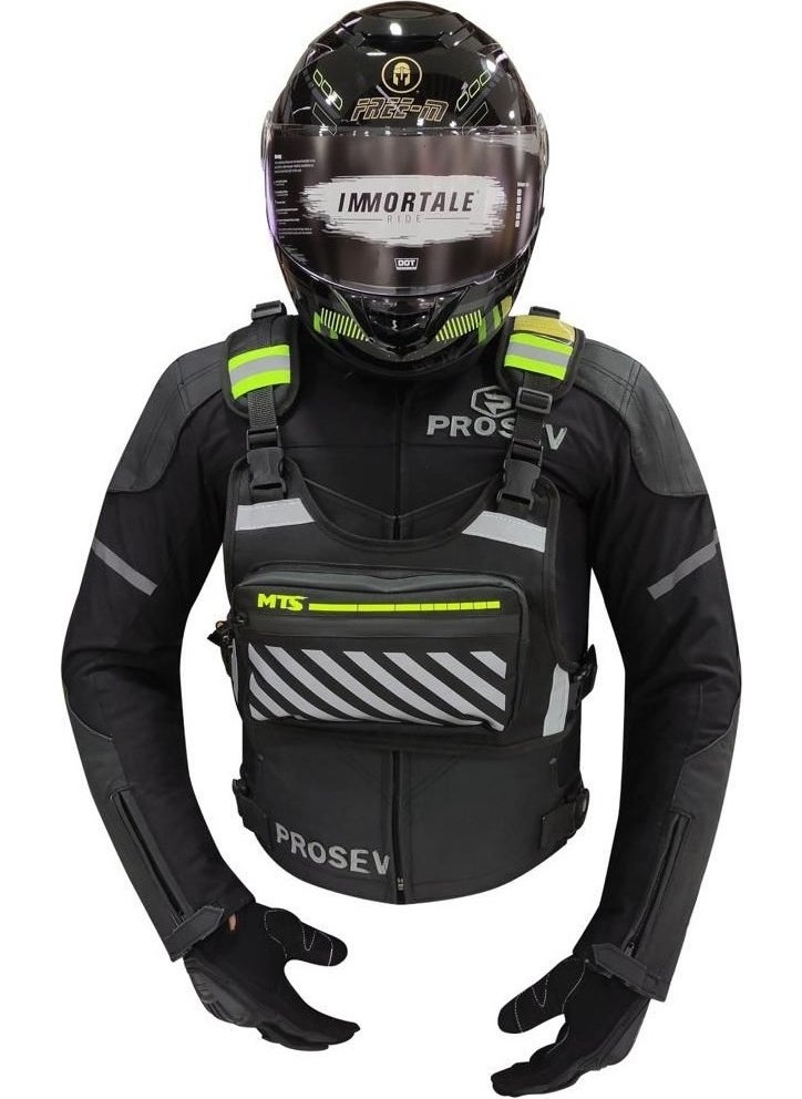 Anka Shop Motorcycle Chest Bag Reflective Vest Wind Protection Practical Bicycle Motor Courier Bag with Plenty of Pockets  - Image 1